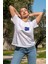 Kadın Oversize Fit Bisiklet Yaka Baskılı Kısa Kollu T-Shirt 5