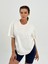 Kadın Ekru Baskısız Basıc Pamuklu Oversize T-Shirt 1