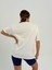 Kadın Ekru Baskısız Basıc Pamuklu Oversize T-Shirt 2