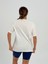 Kadın Ekru Baskısız Basıc Pamuklu Oversize T-Shirt 4