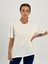 Kadın Ekru Baskısız Basıc Pamuklu Oversize T-Shirt 5