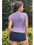 Kadın Lila Fitted/vücuda Oturan Crop T-Shirt 4