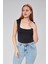 Siyah Astarlı Sıfır Kol Kare Yaka Dekolteli Çıtçıtlı Bodysuit 2