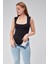 Siyah Astarlı Sıfır Kol Kare Yaka Dekolteli Çıtçıtlı Bodysuit 3