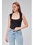 Siyah Astarlı Sıfır Kol Kare Yaka Dekolteli Çıtçıtlı Bodysuit 5