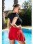 Kadın Siyah Dar Kalıp Slim Fit Baskılı Kısa Kollu T-Shirt 4