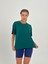 Kadın Yeşil Baskısız Basıc Pamuklu Oversize T-Shirt 1