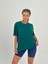 Kadın Yeşil Baskısız Basıc Pamuklu Oversize T-Shirt 2