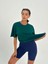 Kadın Yeşil Baskısız Basıc Pamuklu Oversize T-Shirt 5