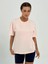Kadın Pudra Baskısız Basıc Pamuklu Oversize T-Shirt 1