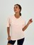 Kadın Pudra Baskısız Basıc Pamuklu Oversize T-Shirt 2