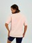 Kadın Pudra Baskısız Basıc Pamuklu Oversize T-Shirt 5
