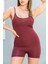 Vücüda Oturan Kadın Spor Şort Tulum / Toparlayıcı Askılı Spor Tulum Body Tayt Tulum 1