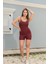 Vücüda Oturan Kadın Spor Şort Tulum / Toparlayıcı Askılı Spor Tulum Body Tayt Tulum 2