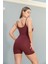 Vücüda Oturan Kadın Spor Şort Tulum / Toparlayıcı Askılı Spor Tulum Body Tayt Tulum 4