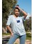 Kadın Oversize Fit Bisiklet Yaka Baskılı Kısa Kollu T-Shirt 2
