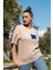 Kadın Oversize Fit Bisiklet Yaka Baskılı Kısa Kollu T-Shirt 3