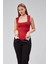 Kırmızı Astarlı Sıfır Kol Kare Yaka Dekolteli Çıtçıtlı Bodysuit 1