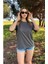 Kadın Baskısız Basic Pamuklu Oversize Tişört 5
