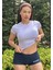 Açık Lila Fitted/vücuda Oturan Crop T-Shirt 5