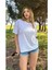 Kadın Baskısız Basic Pamuklu Oversize Tişört 1