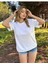 Kadın Baskısız Basic Pamuklu Oversize Tişört 3