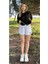 Kadın Baskısız Basic Pamuklu Oversize Tişört 2