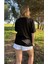 Kadın Baskısız Basic Pamuklu Oversize Tişört 3
