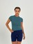 Petrol Yeşili Fitted/vücuda Oturan Crop T-Shirt 3