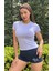 Açık Lila Fitted/vücuda Oturan Crop T-Shirt 4
