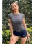 Antrasit Fitted/vücuda Oturan Crop T-Shirt 2