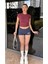 Mürdüm Fitted/vücuda Oturan Crop T-Shirt 5