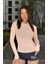 Pembe Örme Basic Bisiklet Yaka Uzun Kollu Slim Fit Kadın Body T-Shirt 1