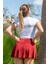 Kadın Beyaz Dar Kalıp Slim Fit Baskılı Kısa Kollu T-Shirt 5