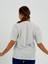 Kadın Gri Baskısız Basic Pamuklu Oversize T-Shirt 2