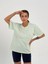 Kadın Su Yeşil Baskısız Basic Pamuklu Oversize T-Shirt 3