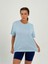 Kadın Bebe Mavisi Baskısız Basıc Pamuklu Oversize T-Shirt 1