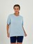 Kadın Bebe Mavisi Baskısız Basıc Pamuklu Oversize T-Shirt 3