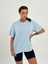 Kadın Bebe Mavisi Baskısız Basıc Pamuklu Oversize T-Shirt 4