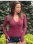 Bordo Fermuarlı Su Geçirmez Fitted Uzun Kollu Bluz T-Shirt 5
