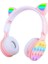 Rgb LED Işıklı Kedi Kulağı Katlanabilir Kulak Üstü B30 Bluetooth Kulaklık Pembe 1