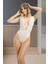 Beyaz Yarım Kol Dantel Bodysuit - 894 2