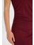 Bodycon Vücuda Oturan Basic Düz Yarım Balıkçı Yaka Kolsuz Maxi Bordo Elbise D5067AX24AU 5