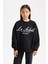 Kız Çocuk Oversize Geniş Kalıp Bisiklet Yaka Baskılı Sweatshirt D4381A824WN 3