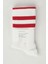 Lastik Örgülü Soket Çorap Beyaz-Kırmızı 2