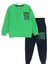 Ön ve Arkası Baskılı Fırçalı Kumaş Uzun Kollu Erkek Çocuk Eşofman Takımı Yeşil Lacivert 001-0001944 1