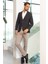 Erkek Lacivert Dokuma Slim Fit Mono Yaka Ekose Ceket 4