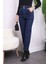 Lacivert Bel Lastikli Mom Jeans Pantolon 3