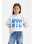 Kız Çocuk Oversize Geniş Kalıp Kapüşonlu Baskılı İçi Yumuşak Tüylü Sweatshirt D1566A824WN 3