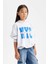 Kız Çocuk Oversize Geniş Kalıp Kapüşonlu Baskılı İçi Yumuşak Tüylü Sweatshirt D1566A824WN 4